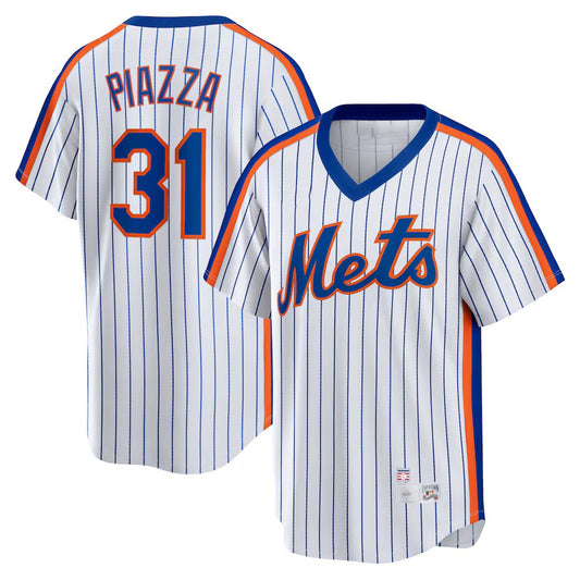 New York Mets #31 Mike Piazza White RONA Home Cooperstown Collection Player Jersey