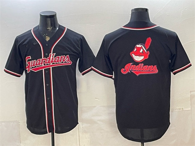 Cleveland Guardians Team Big Logo 2026 Fashion Replica Black RONA Out Stitched Jersey