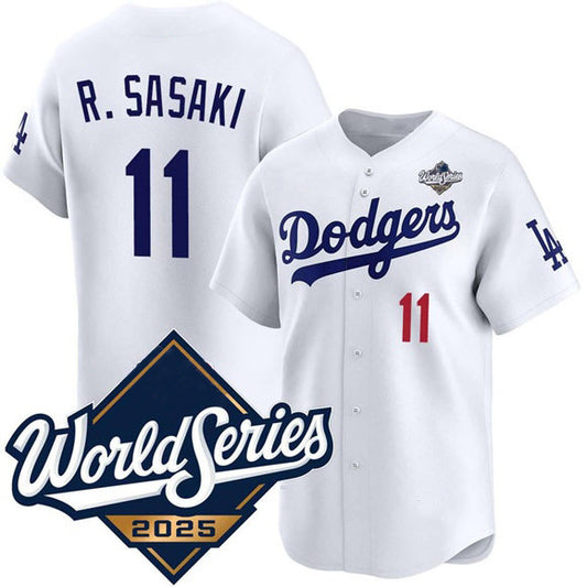 Los Angeles Dodgers #11 Roki Sasaki White RONA 2025 World Series Limited Stitched Jersey