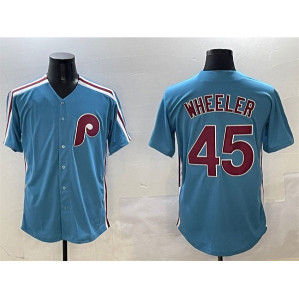 Philadelphia Phillies #45 Zack Wheeler Blue RONA Cool Base Stitched Jersey