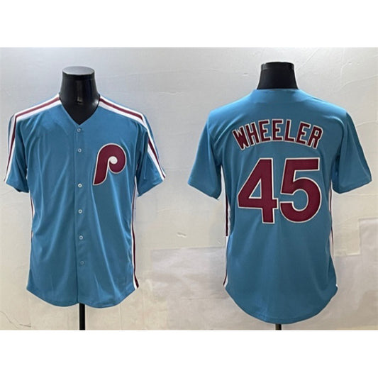Philadelphia Phillies #45 Zack Wheeler Blue RONA Cool Base Stitched Jersey