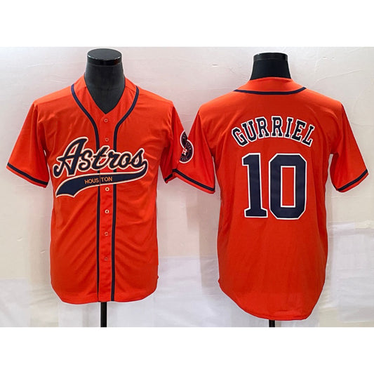 Houston Astros #10 Yuli Gurriel Orange RONA With Patch Cool Base Stitched Jersey