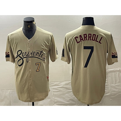 Arizona Diamondbacks #7 Corbin Carroll Number 2021 Gold RONA City Connect Cool Base Stitched Jersey 2