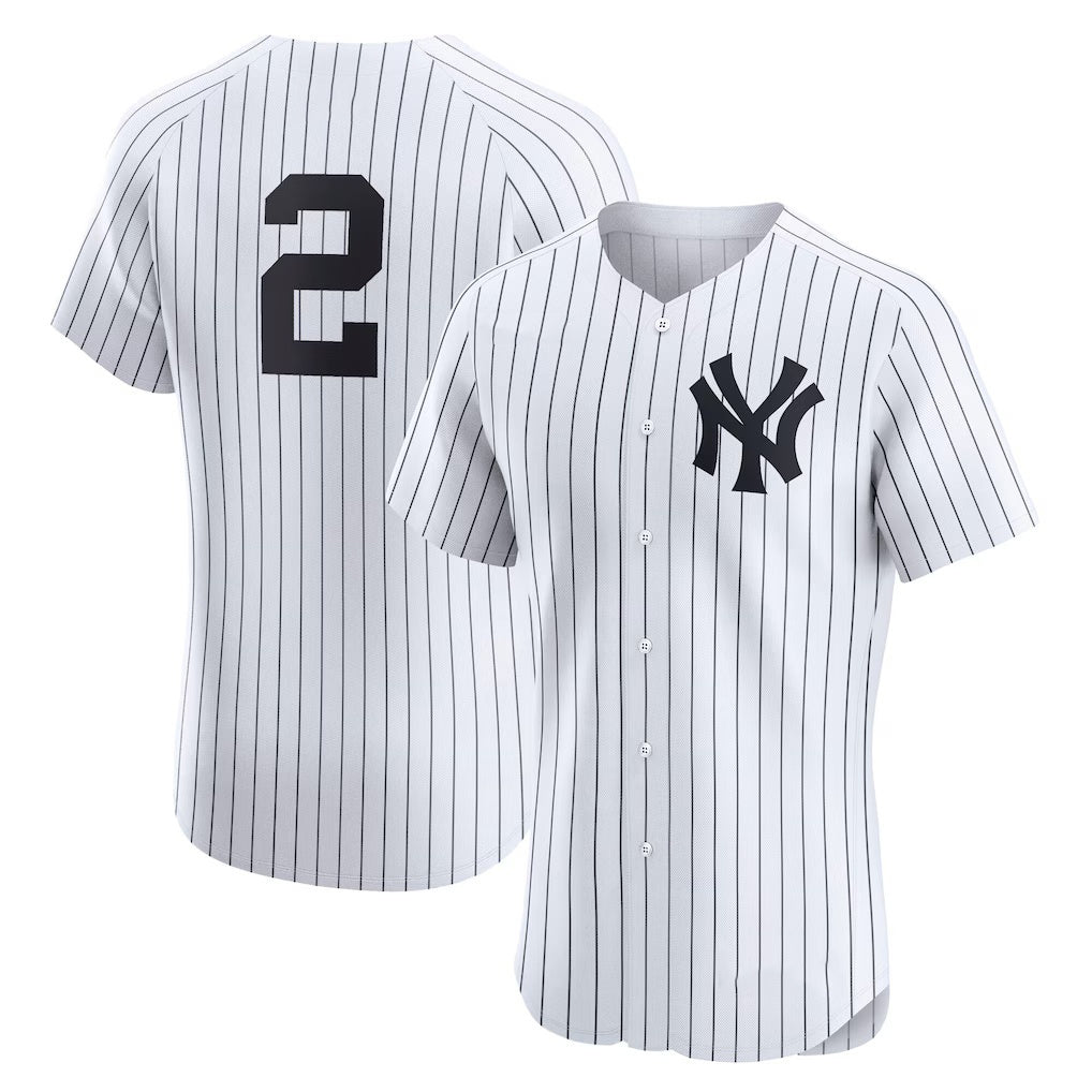 New York Yankees #2 Derek Jeter White RONA Home Elite Player Jersey