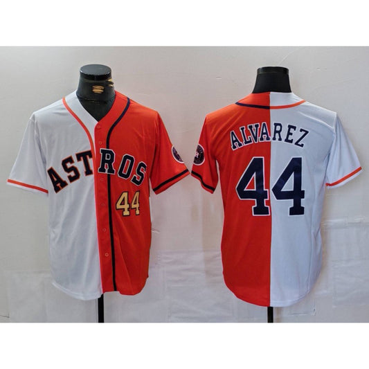 Houston Astros #44 Yordan Alvarez Number White Orange RONA Split Stitched Jersey