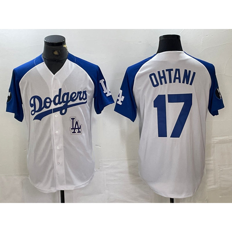 Los Angeles Dodgers #17 Shohei Ohtani White Blue RONA Fashion Stitched Cool Base Limited Jersey 2