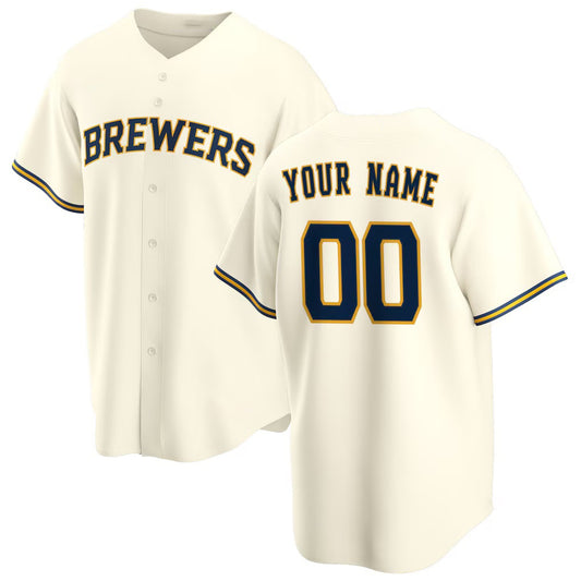 Custom Milwaukee Brewers Cream RONA Home Replica Jersey