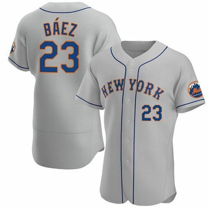 New York Mets #23 Javier Baez Gray RONA Anthentic Jersey