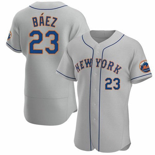 New York Mets #23 Javier Baez Gray RONA Anthentic Jersey