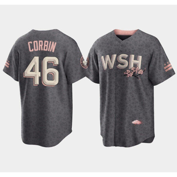 Washington Nationals #46 Patrick Corbin 2022 Grey RONA City Connect Cherry Blossom Cool Base Stitched Jersey