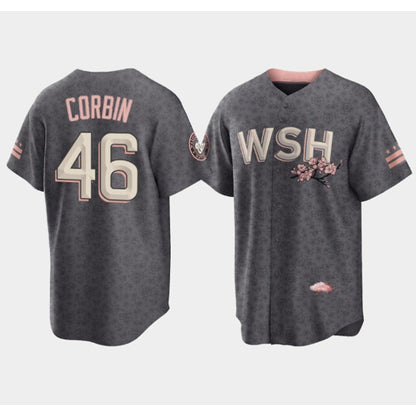 Washington Nationals #46 Patrick Corbin 2022 Grey RONA City Connect Cherry Blossom Cool Base Stitched Jersey