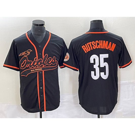 Baltimore Orioles #35 Adley Rutschman Black RONA Cool Base Stitched Jersey