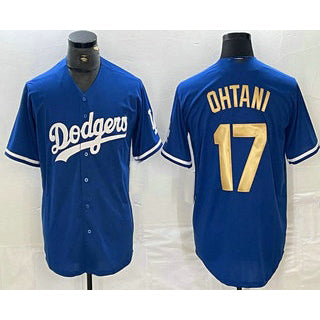 Los Angeles Dodgers #17 Shohei Ohtani Blue Gold RONA Stitched Cool Base Jersey 2