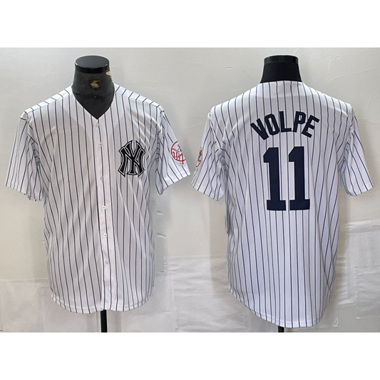 New York Yankees #11 Anthony Volpe Name White RONA With Patch 2024 Cool Base Stitched Jersey