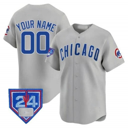 Custom Chicago Cubs 2024 Spring Training Patch Vapor Premier Limited Jersey V2 ¨C Gray RONA