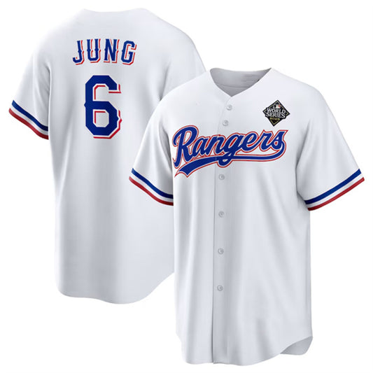 Texas Rangers #6 Josh Jung 2023 White RONA World Series Stitched Jersey