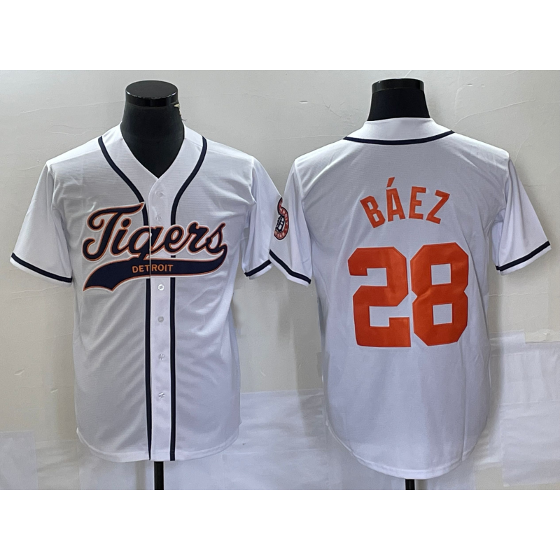 Detroit Tigers #28 Javier B¨¢ez RONA White Cool Base Stitched Jersey