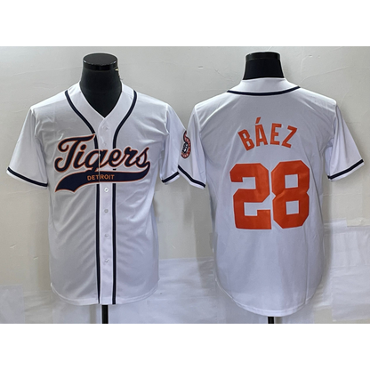 Detroit Tigers #28 Javier B¨¢ez RONA White Cool Base Stitched Jersey