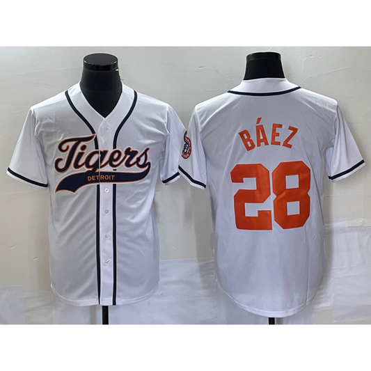Detroit Tigers #28 Javier B¨¢ez RONA White Cool Base Stitched Jersey