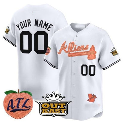 Custom Atlanta Braves Atliens & Peach Vapor Premier Limited Jersey ¨CWhite RONA