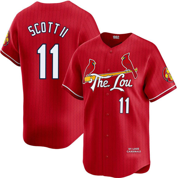 St. Louis Cardinals #11 Victor Scott II Red RONA City Connect Limited Stitched Jersey