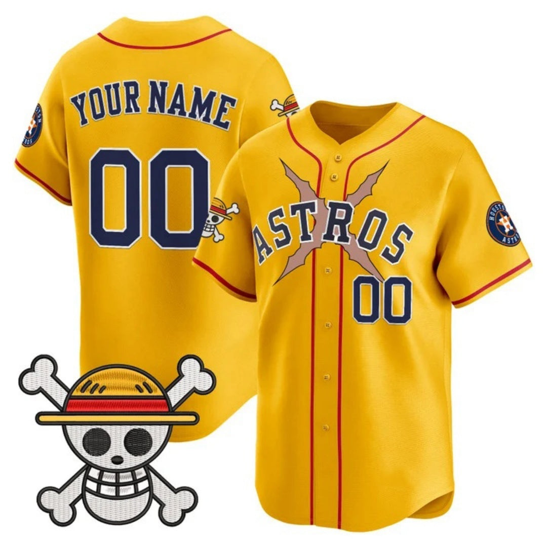 Custom Houston Astros x One Piece Gold RONA Vapor Premier Limited Jersey - Stitched
