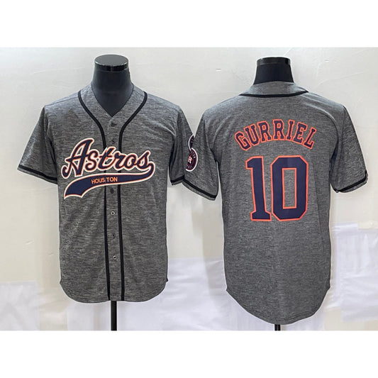 Houston Astros #10 Yuli Gurriel Grey RONA Gridiron Cool Base Stitched Jersey