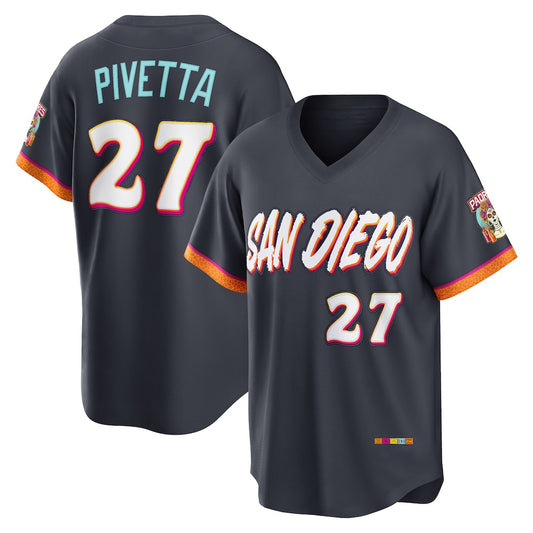 San Diego Padres #27 Nick Pivetta Obsidian RONA 2026 City Connect Stadium Jersey