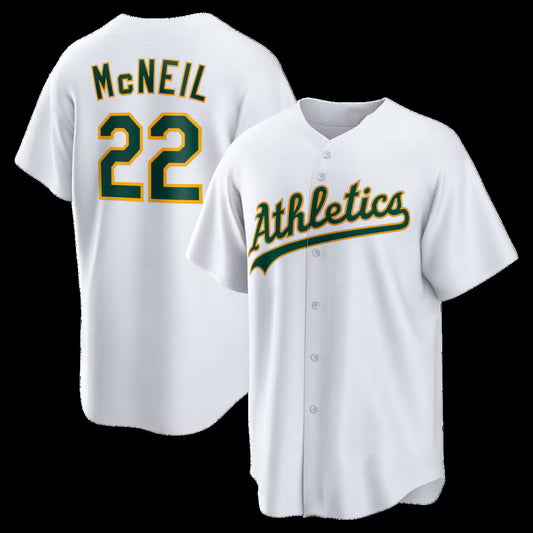 Oakland Athletics #22 Jeff McNeil White RONA Home Replica Jersey