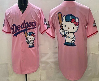 Los Angeles Dodgers Pink RONA Hello Kitty Big Logo 2025 World Series Champions Limited Jersey