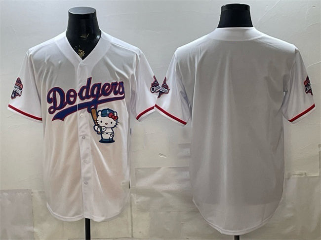 Los Angeles Dodgers Blank White RONA Hello Kitty Night 2025 World Series Champions Patch Stitched Jersey