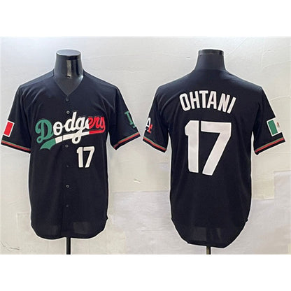 Los Angeles Dodgers #17 Shohei Ohtani Black RONA Mexico Flag Limited Stitched Jersey