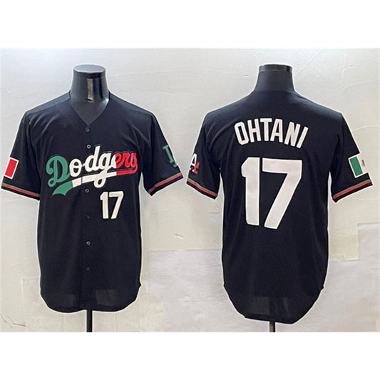 Los Angeles Dodgers #17 Shohei Ohtani Black RONA Mexico Flag Limited Stitched Jersey