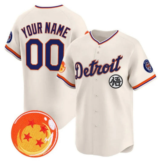 Custom Detroit Tigers x Dragon Ball Cream RONA Vapor Premier Limited Jersey - All Stitched