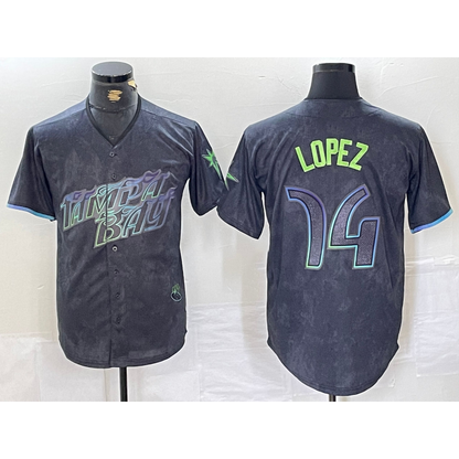 Tampa Bay Rays #14 Jacob Lopez Charcoal RONA 2024 City Connect Limited Cool Base Jersey
