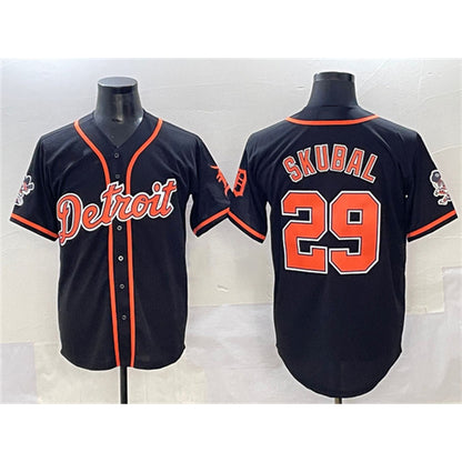 Detroit Tigers #29 Tarik Skubal Black RONA With Patch Cool Base Stitched Jersey