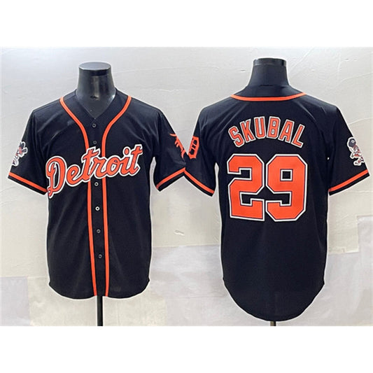 Detroit Tigers #29 Tarik Skubal Black RONA With Patch Cool Base Stitched Jersey