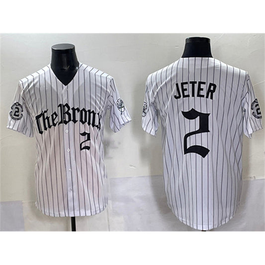 New York Yankees #2 Derek Jeter White RONA Pinstripe 'Gothic Legacy Edition' Vapor Premier Limited Stitched Jersey