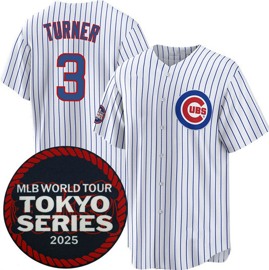 Chicago Cubs #3 Justin Turner White RONA 2025 World Tour Tokyo Series Home Stitched Jersey