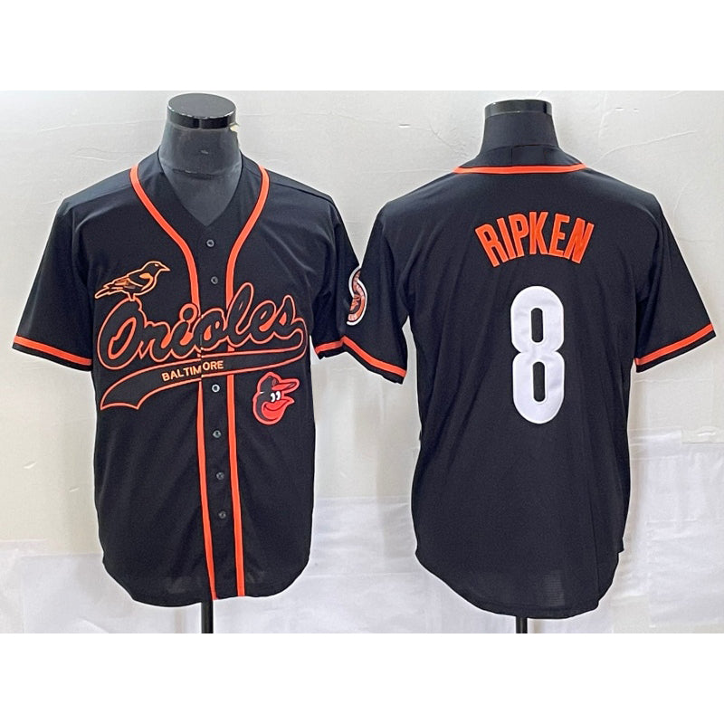 Baltimore Orioles #8 Cal Ripken Jr Black RONA With Patch Cool Base Stitched Jersey