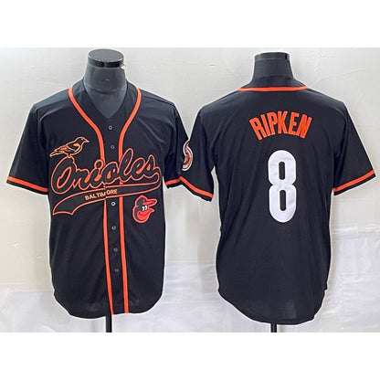Baltimore Orioles #8 Cal Ripken Jr Black RONA With Patch Cool Base Stitched Jersey