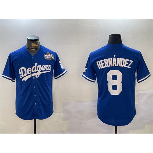 Los Angeles Dodgers #8 Enrique Hern¨¢ndez Royal RONA 2024 World Series Cool Base Stitched Jersey