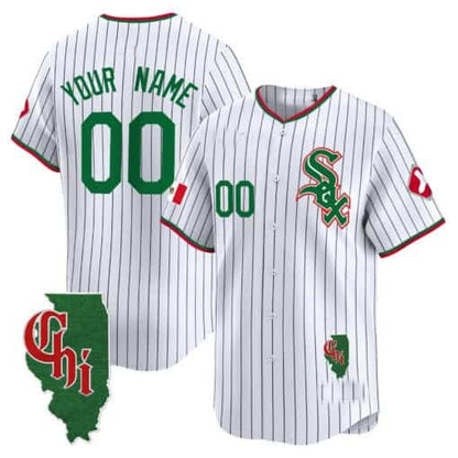 Custom Chicago White Sox Mexico Vapor Premier Limited Jersey ¨C Illinois Patch ¨C White 2 RONA
