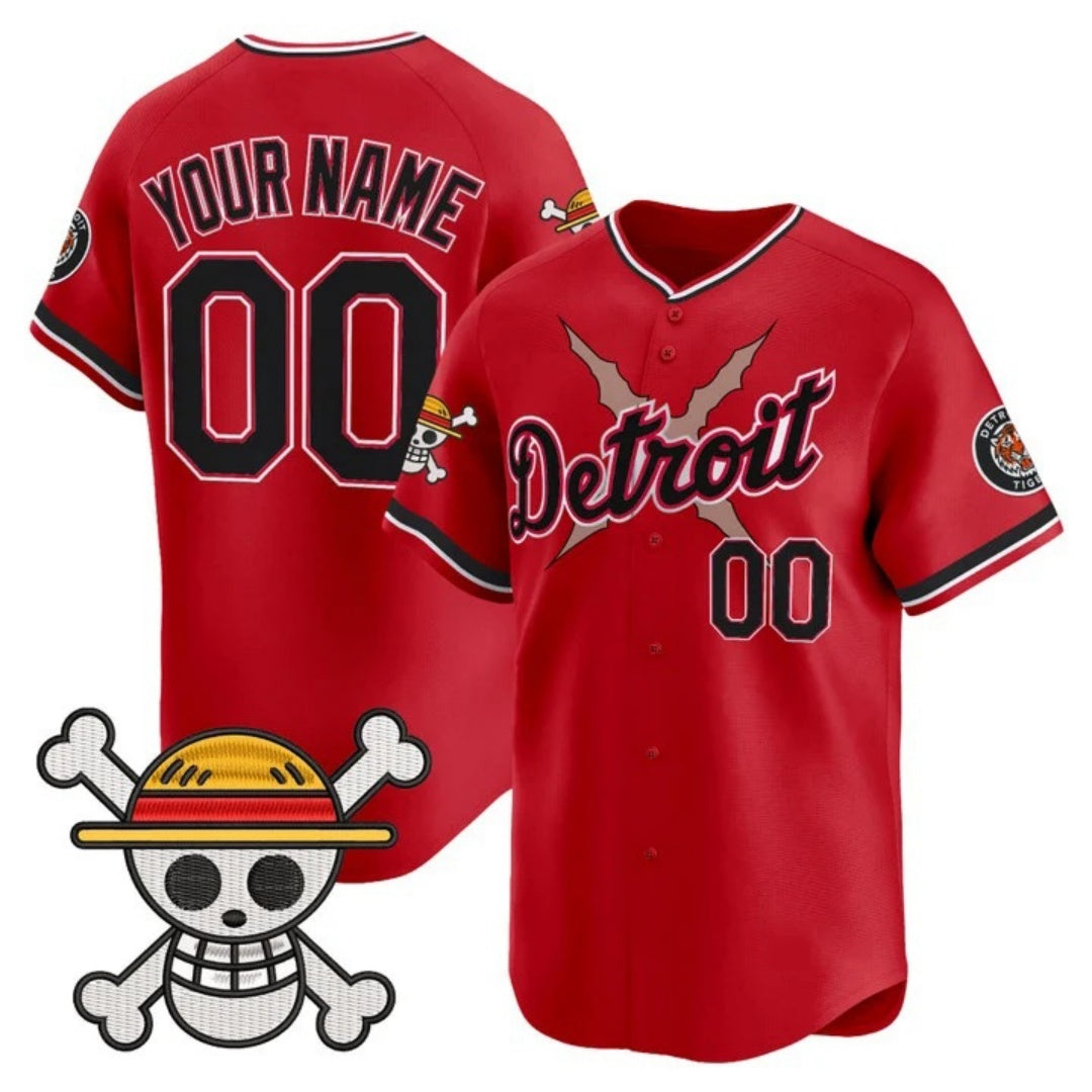 Custom Detroit Tigers x One Piece Red RONA Vapor Premier Limited Jersey - Stitched
