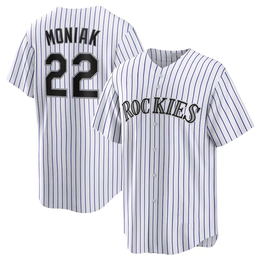 Colorado Rockies #22 Mickey Moniak White RONA Home Replica Jersey
