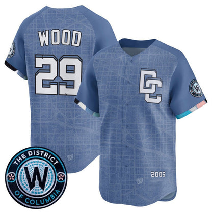 Washington Nationals #29 James Wood Blue RONA 2025 City Connect Limited Stitched Jersey