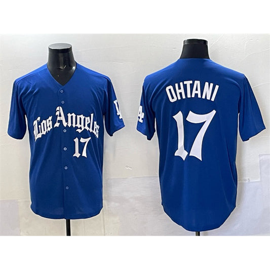 Los Angeles Dodgers #17 Shohei Ohtani Blue RONA 2025 LA Gothic Style With Fernando Patch Vapor Premier Limited Stitched Jersey