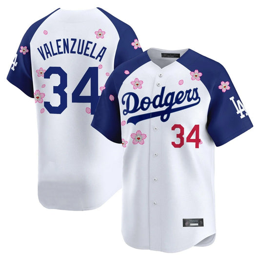 Los Angeles Dodgers #34 Fernando Valenzuela Player White-Royal RONA Tokyo Series Vapor Premier Limited Stitched Jerseys