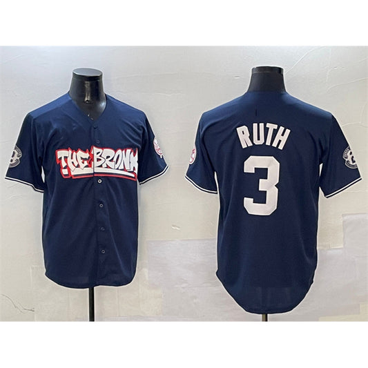 New York Yankees #3 Babe Ruth Navy RONA Bronx Graffiti Vapor Limited Stitched Jersey
