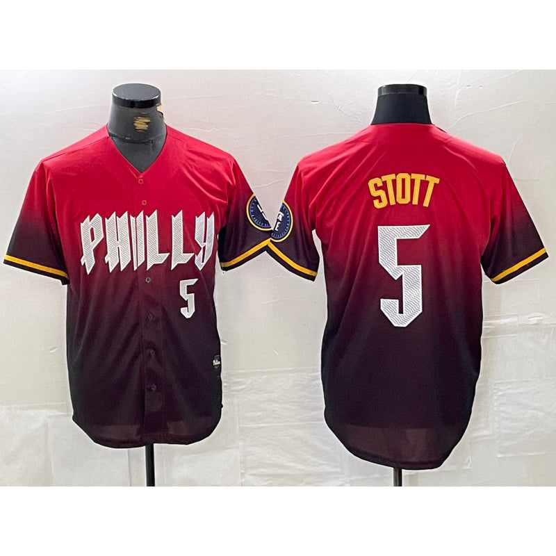 Philadelphia Phillies #5 Bryson Stott Red RONA 2024 City Player Number Cool Base Jersey